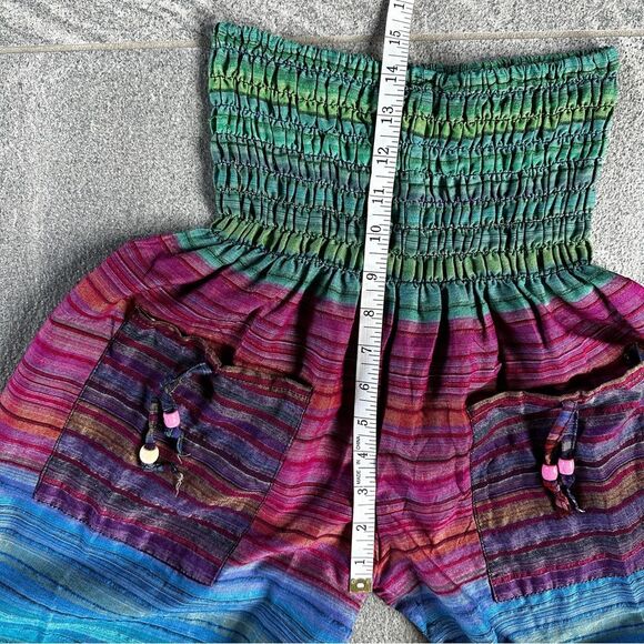 EUC High Waisted Colorful Cotton Ombre Stripe Boho Hippie Granola Girl Pants XS - Picture 10 of 12